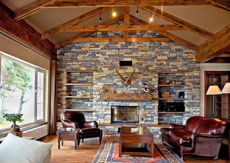 Şöminenize modern dokulu dekoratif taş kaplama.